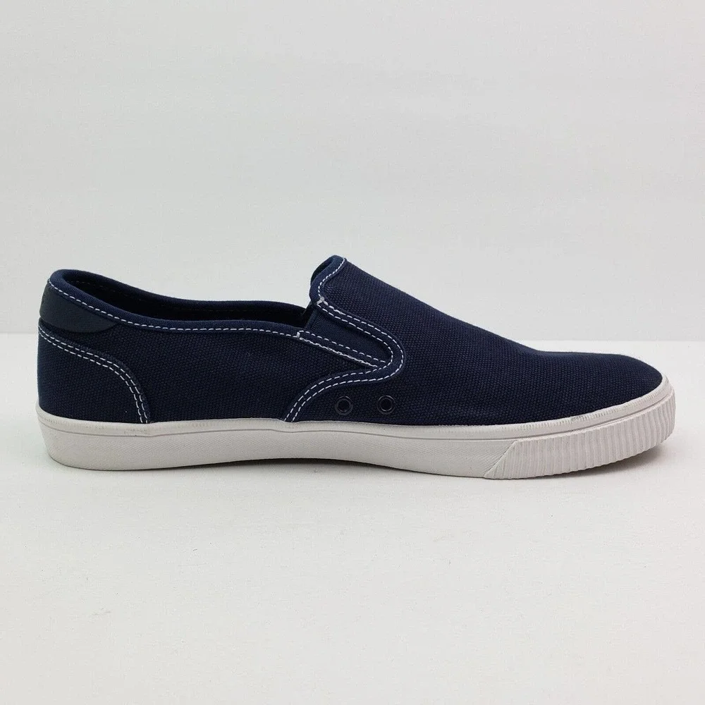 Toms Baja Classic Mens Size 9 Navy Blue Canvas Slip On Casual Loafer Shoes